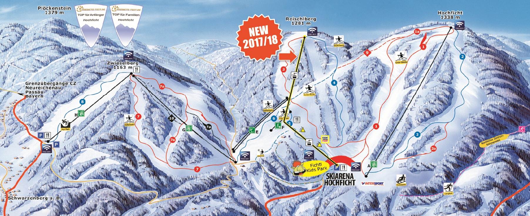 Skiareál Hochficht - mapa střediska